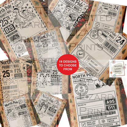 Personalised Christmas Gift Labels | North Pole Priority Mail Parcel Stickers | Blank or Custom Name Christmas Present Labels