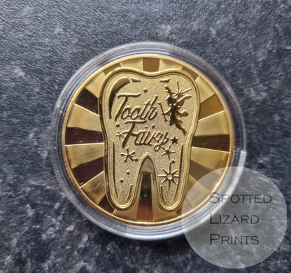 Tooth Fairy Gold Coin- Gift from the Tooth Fairy - Lost Tooth, Tooth Fairy keepsake, First Tooth