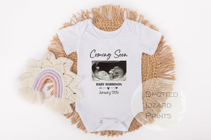 Coming Soon pregnancy announcement - Scan Photo Vest/Baby Rompersuit
