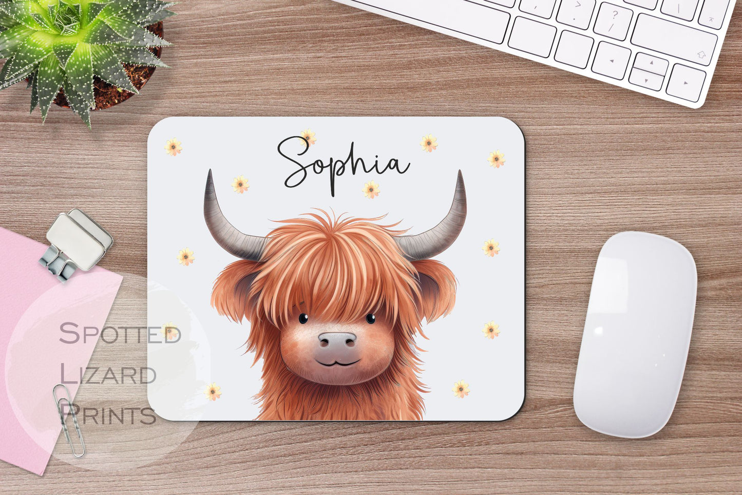 personalised highland cow mouse mat