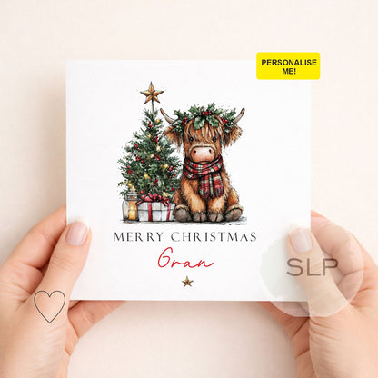 Personalised Highland Cow Christmas Card