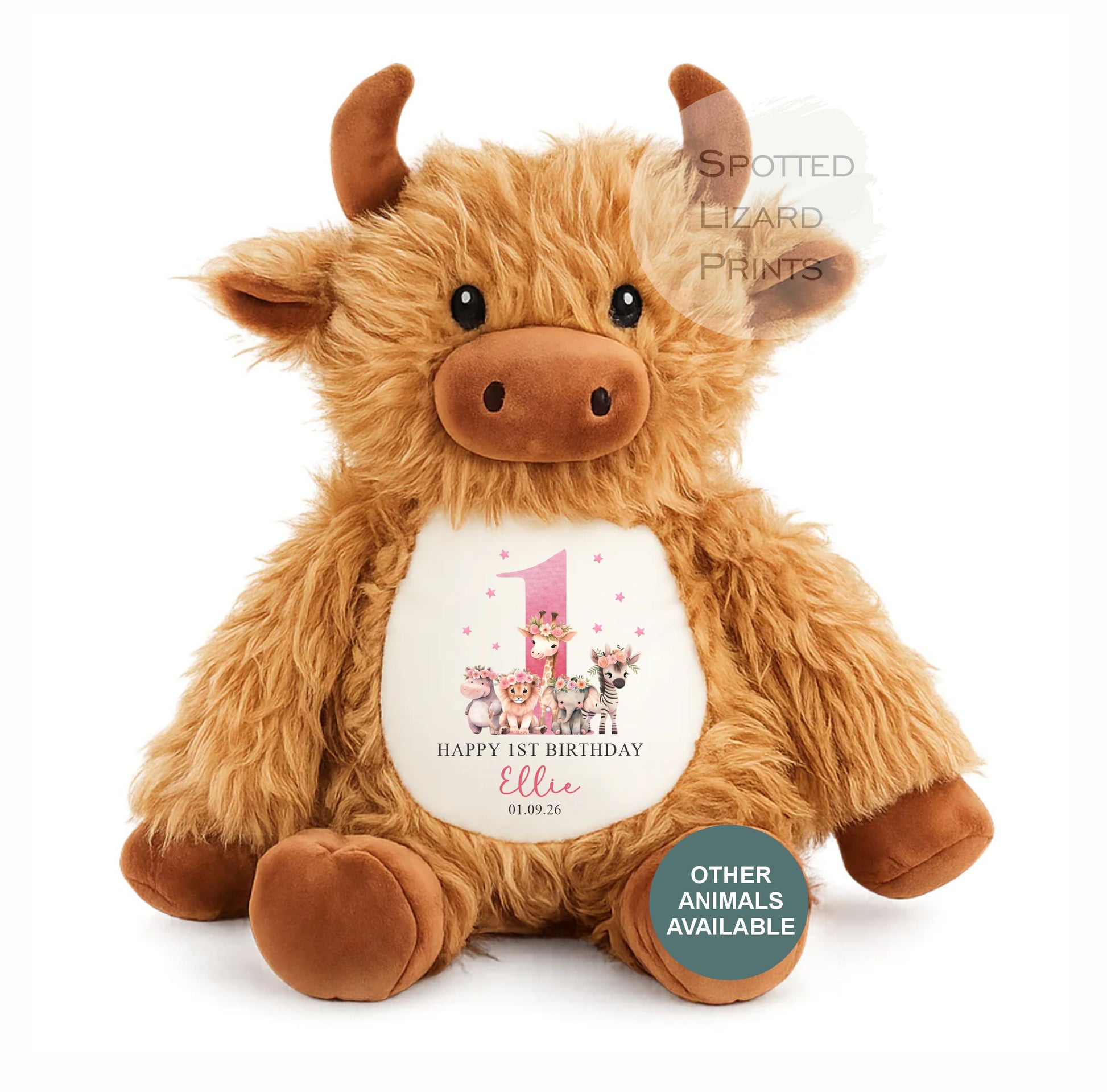 Personalised First Birthday , Safari Pink 1st Birthday Gift Girl Teddy, 1st Baby Girl, Birthday Present, Personalised 1st Birthday Soft Toy