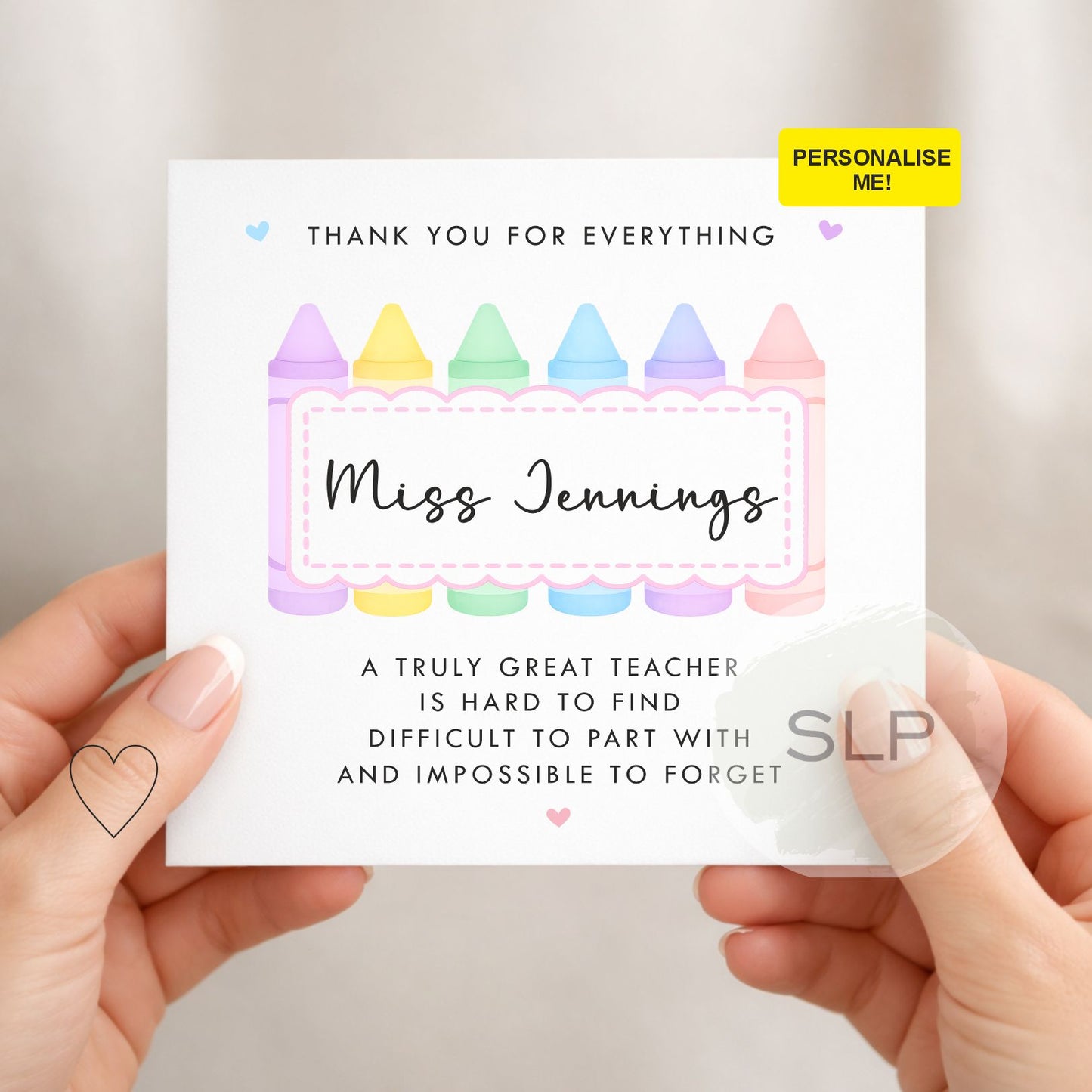 Personalised Teacher Thank You Card, End of Term Teacher Card, Truly great teacher impossible to forget, Teacher appreciation