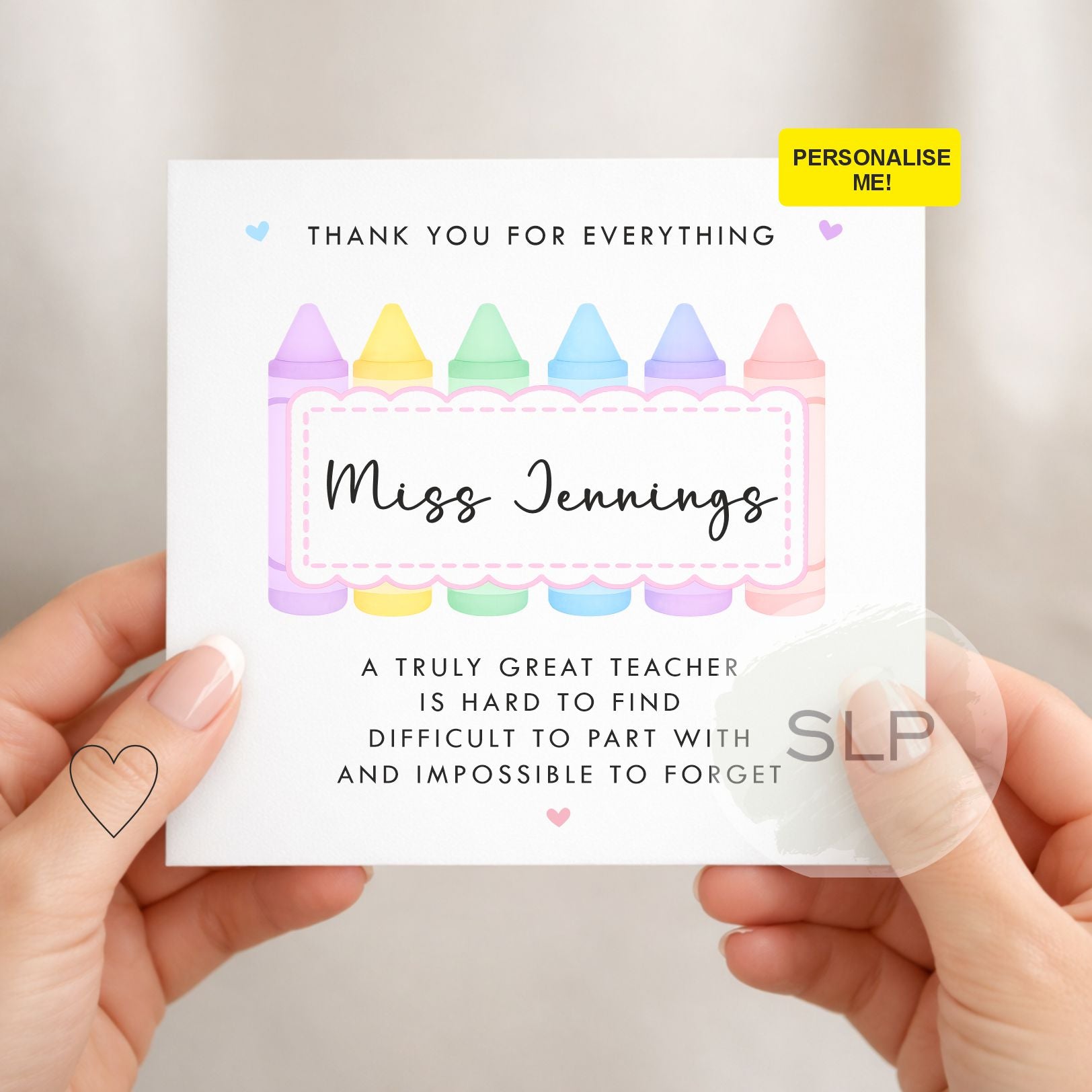 Personalised Teacher Thank You Card, End of Term Teacher Card, Truly great teacher impossible to forget, Teacher appreciation