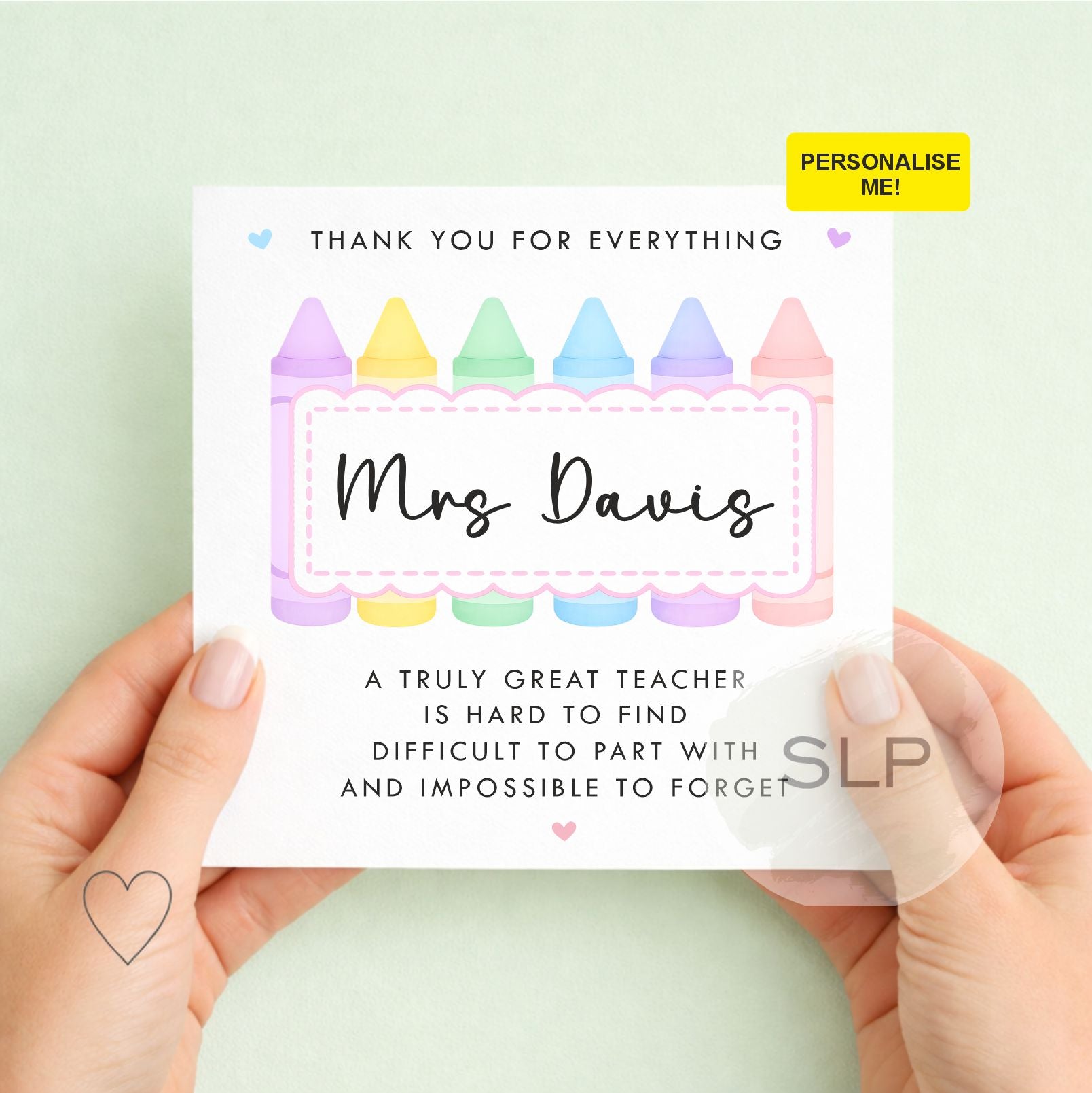Personalised Teacher Thank You Card, End of Term Teacher Card, Truly great teacher impossible to forget, Teacher appreciation
