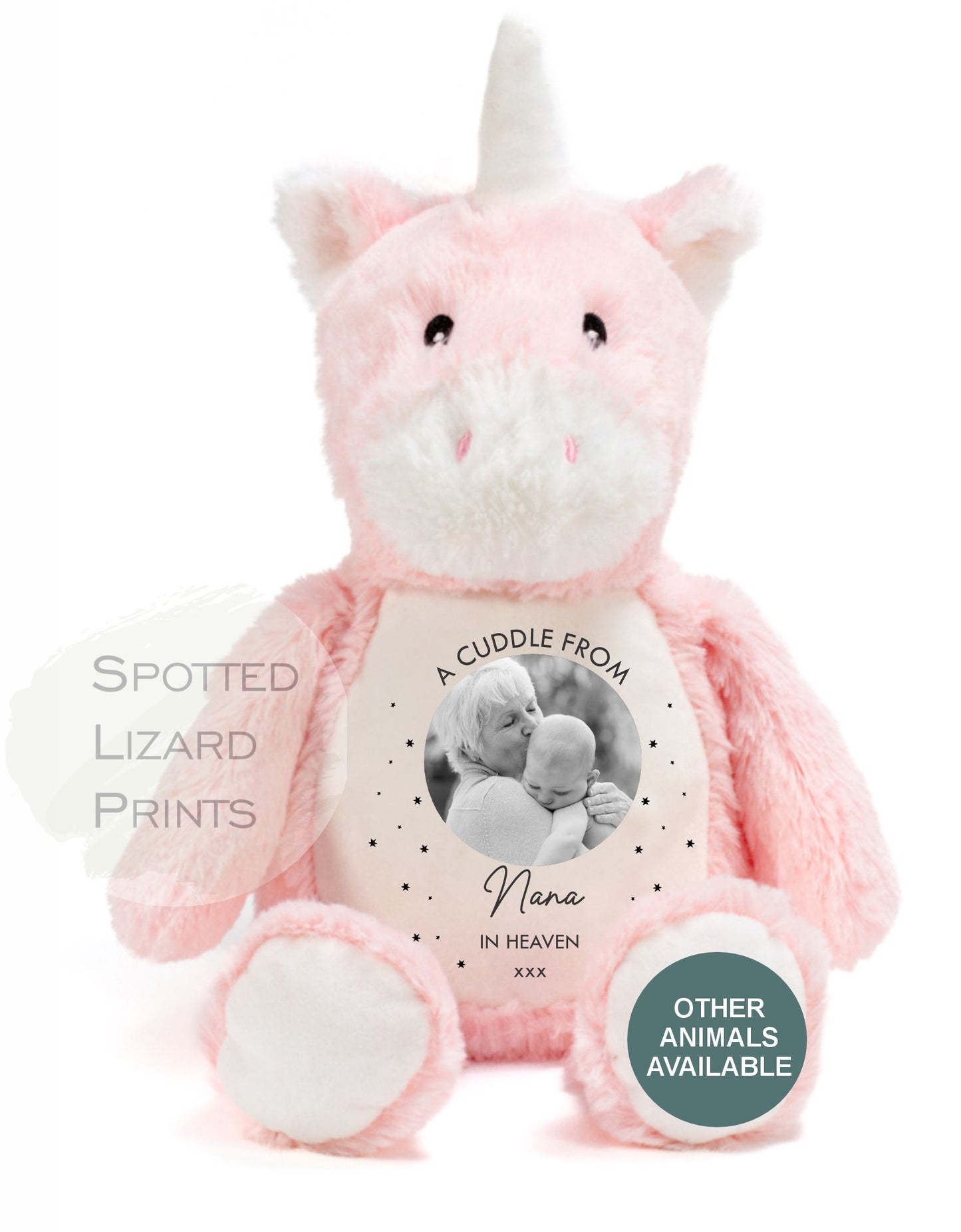 Memory Soft Toy - A Cuddle From Heaven - Memory Gift - Memorial Photo Gift Bereavement Loss of Loved One - Sympathy - Grandparent in Heaven