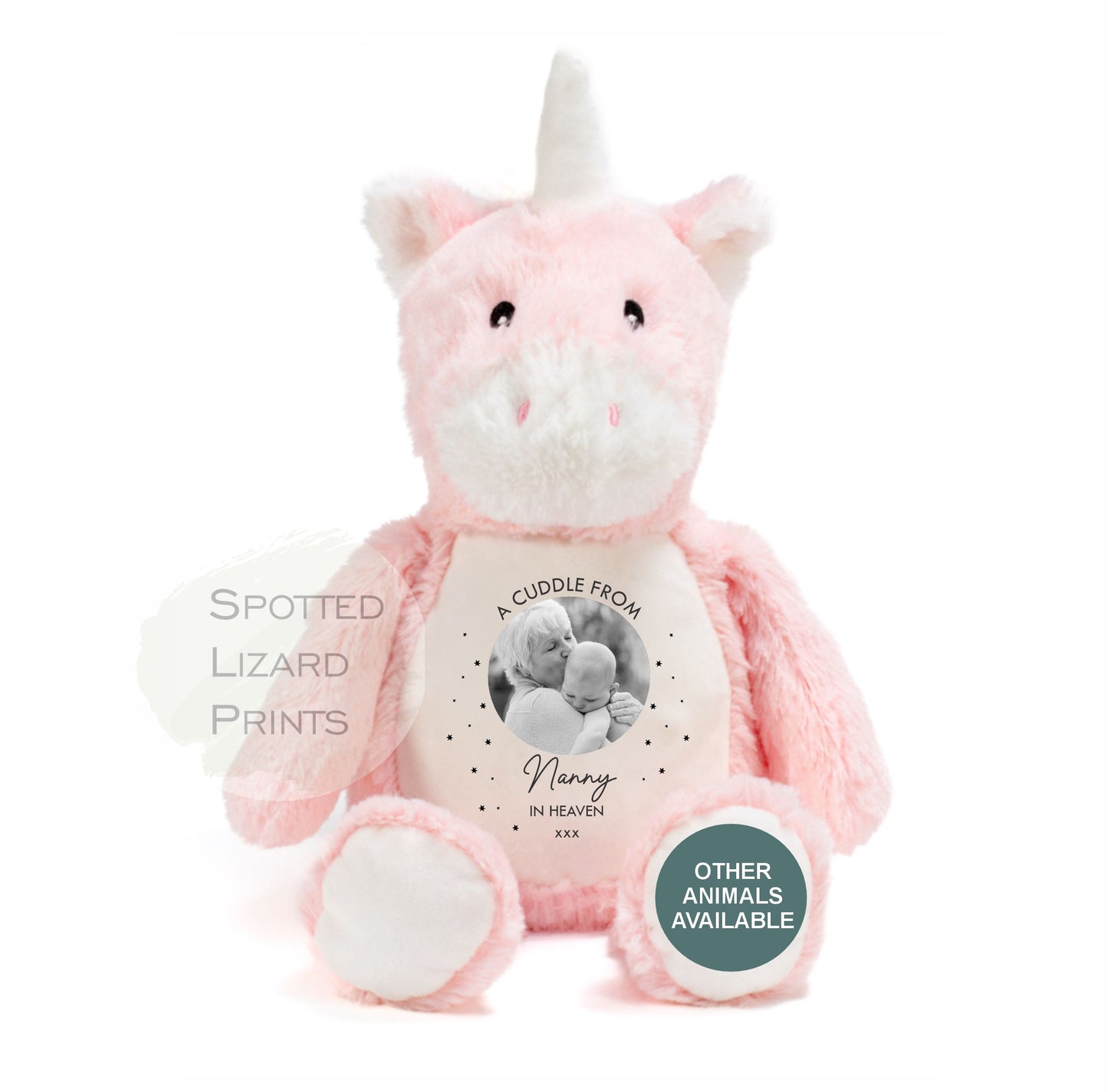 Memory Soft Toy - A Cuddle From Heaven - Memory Gift - Memorial Photo Gift Bereavement Loss of Loved One - Sympathy - Grandparent in Heaven