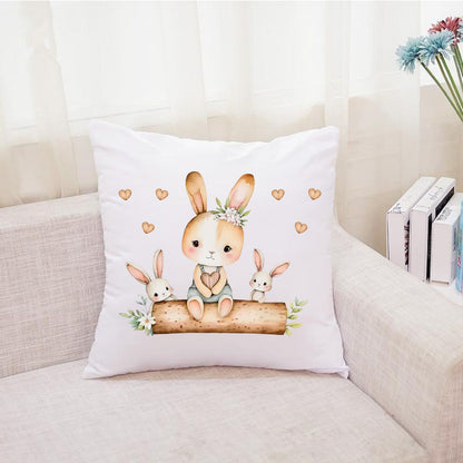 Personalised Cushion with Soft Toy. Unique Hand printed Gift for Easter. Rabbit and Pillow both personalised.