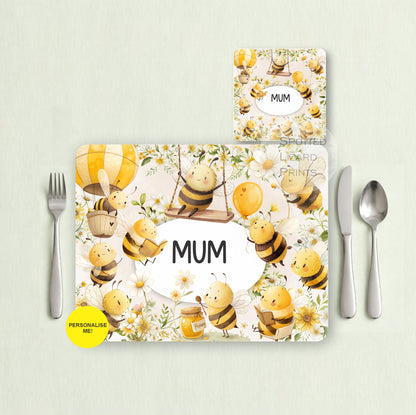 Gift for Kids - Personalised Placemat - Placemat and Coast set - Personalised Tableware - Personalised Coaster - 