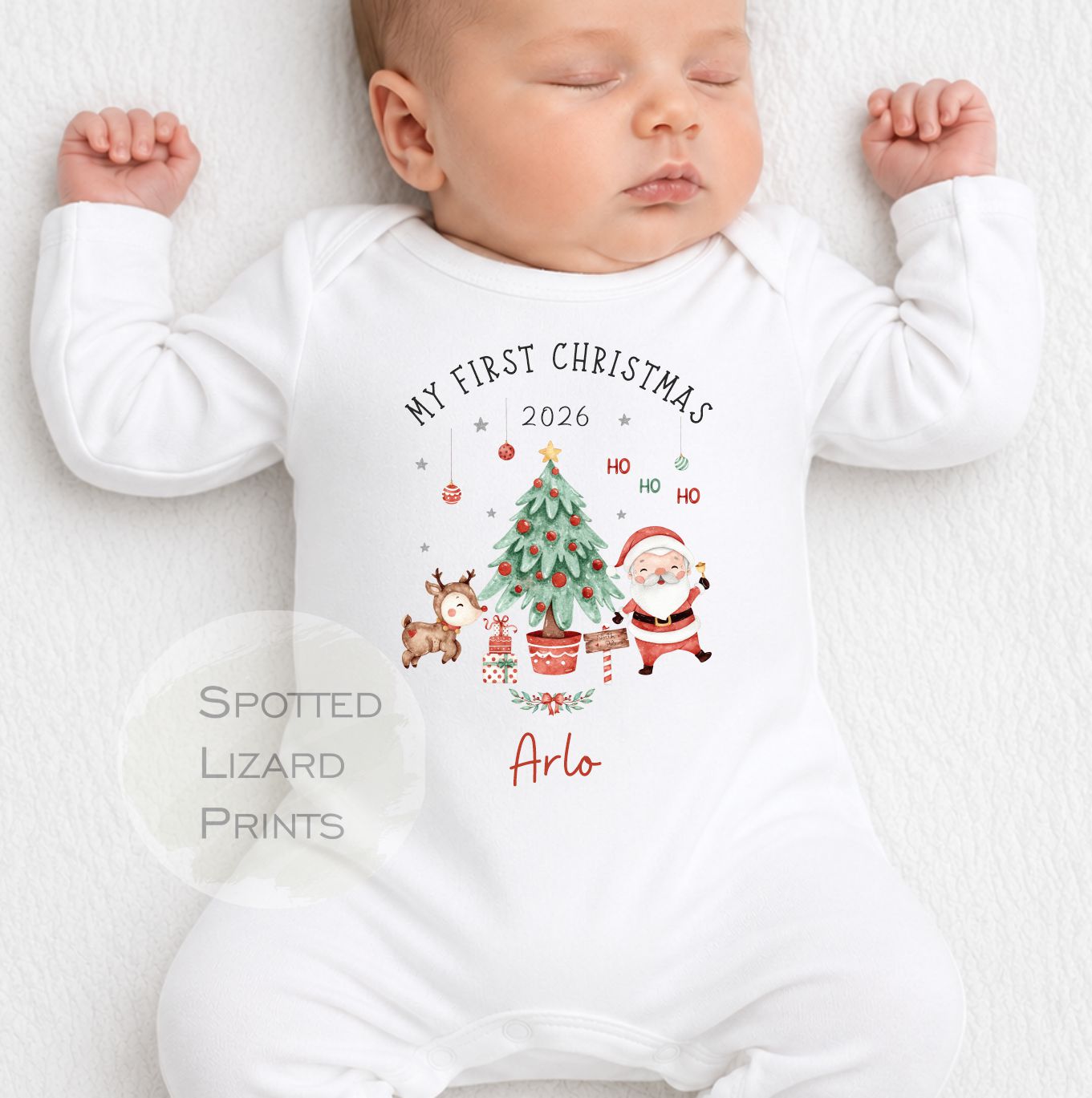 Personalised First Christmas Baby Outfit- My First Christmas Sleepsuit or Vest - 1st Xmas Cute Santa