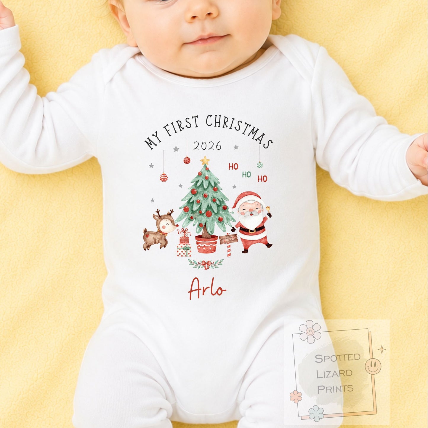 Personalised First Christmas Baby Outfit- My First Christmas Sleepsuit or Vest - 1st Xmas Cute Santa