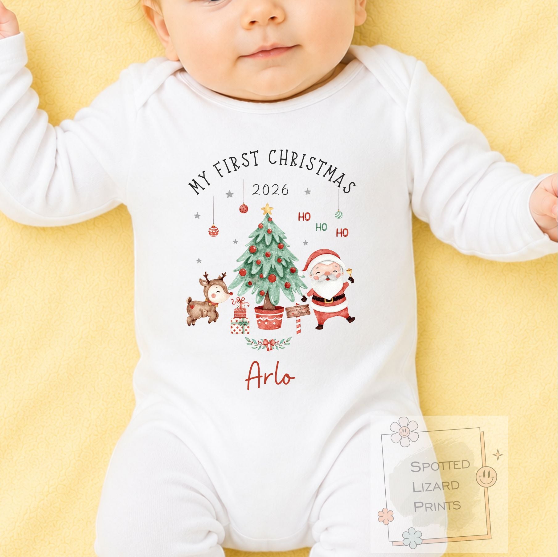 Personalised First Christmas Baby Outfit- My First Christmas Sleepsuit or Vest - 1st Xmas Cute Santa