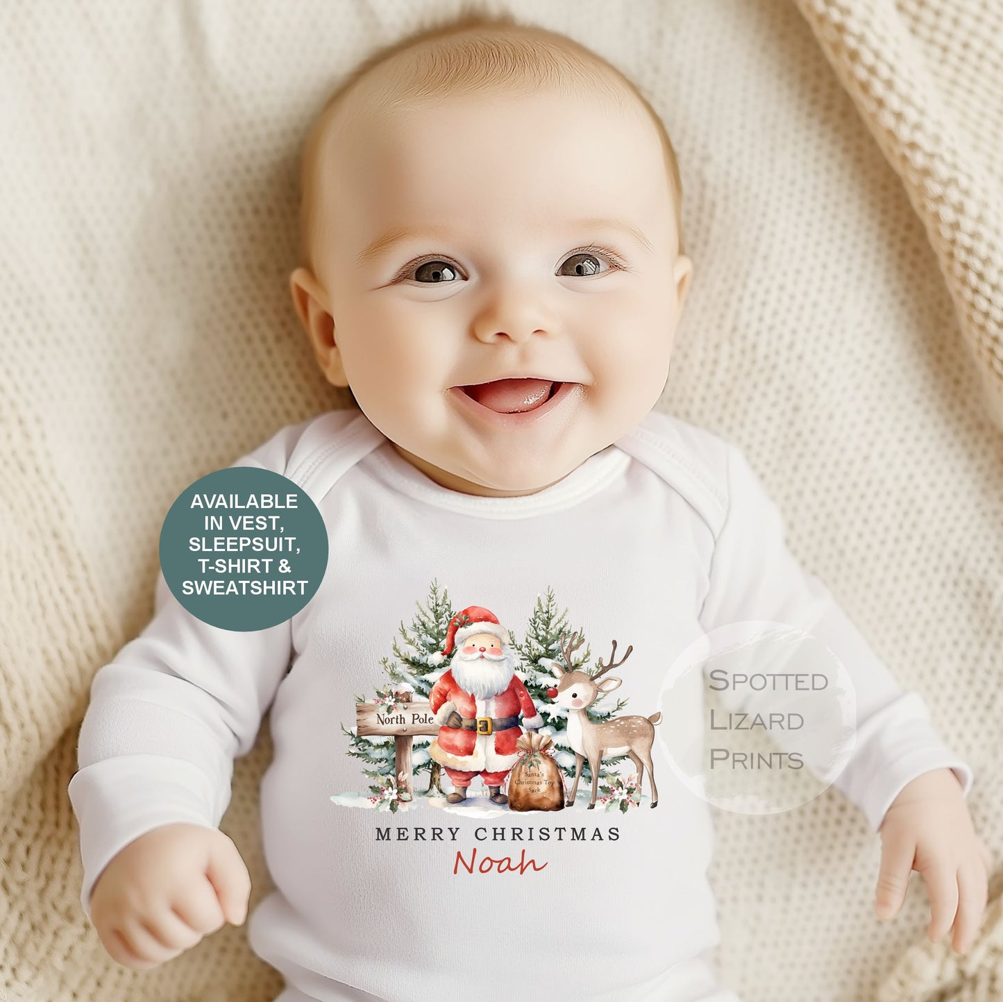 personalised children's Christmas Sleepsuit