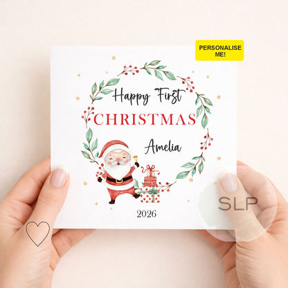 Personalised Baby’s First Christmas Card | Cute Santa Card