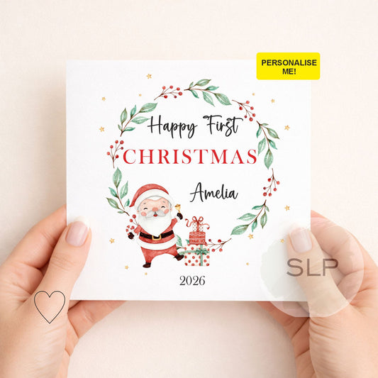 Personalised Baby’s First Christmas Card | Cute Santa Card