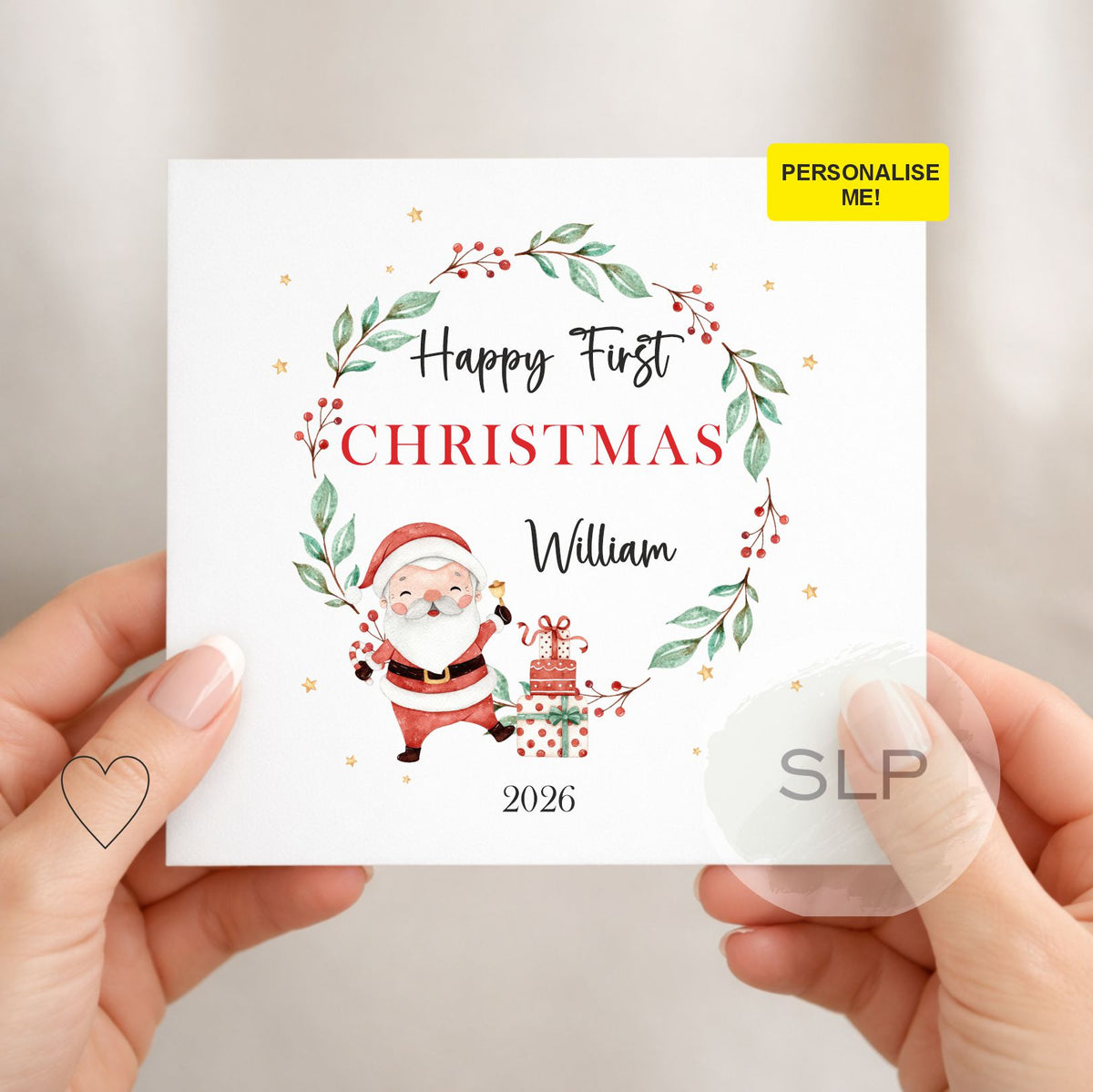 Personalised Baby’s First Christmas Card | Cute Santa Card