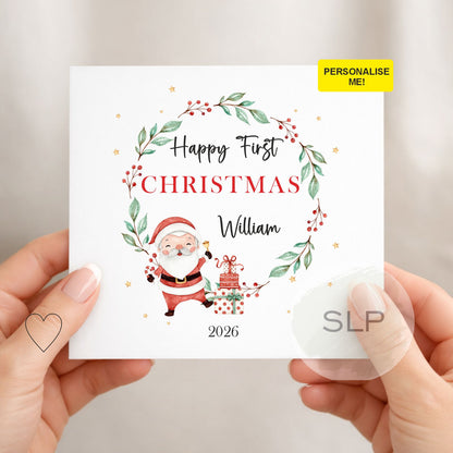 Personalised Baby’s First Christmas Card | Cute Santa Card