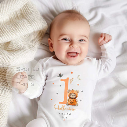 Personalised First Halloween Baby outfit | Baby Halloween Costume Gift | First Halloween Sleepsuit or Vest