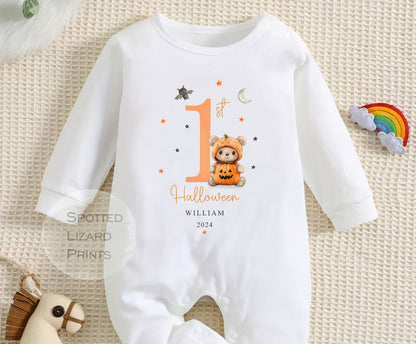 Personalised First Halloween Baby outfit | Baby Halloween Costume Gift | First Halloween Sleepsuit or Vest