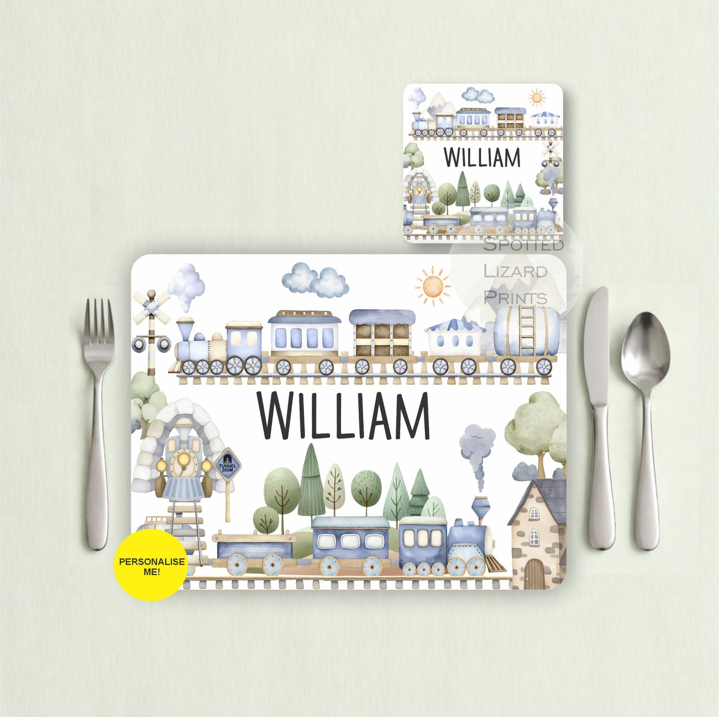 Gift for Kids - Personalised Placemat - Placemat and Coast set - Personalised Tableware - Personalised Coaster - 