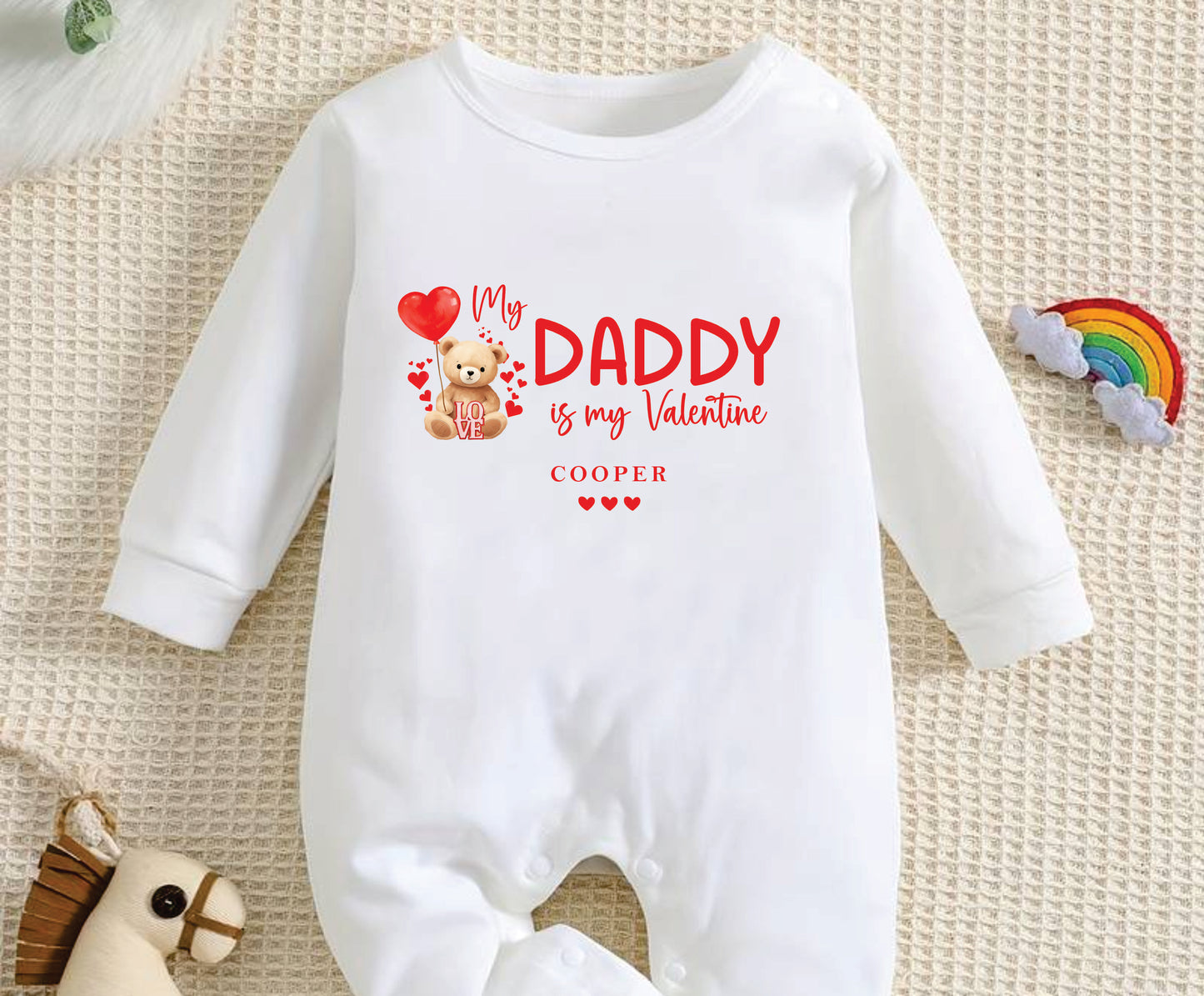 Daddy's little valentine personalised baby clothing