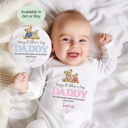 Personalised Happy 1st Father's Day Sleepsuit