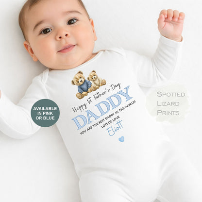 Personalised Happy 1st Father's Day Sleepsuit