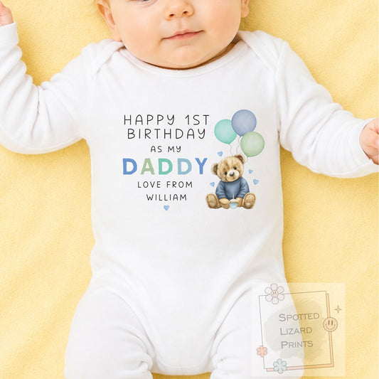Happy Birthday Daddy Babygrow, 1st Birthday as my Daddy, Daddy Birthday Gift, Dad Birthday Gift, New Dad Gift, Birthday Baby vest, Sleepsuit