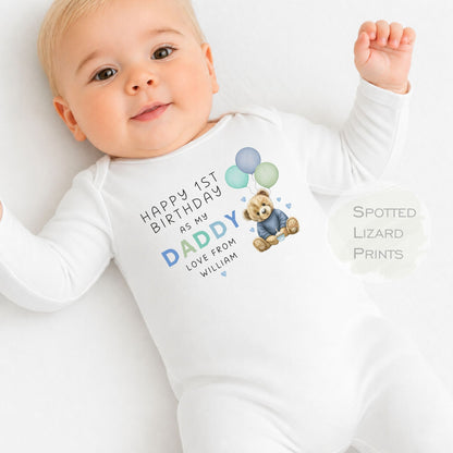 Happy Birthday Daddy Babygrow, 1st Birthday as my Daddy, Daddy Birthday Gift, Dad Birthday Gift, New Dad Gift, Birthday Baby vest, Sleepsuit