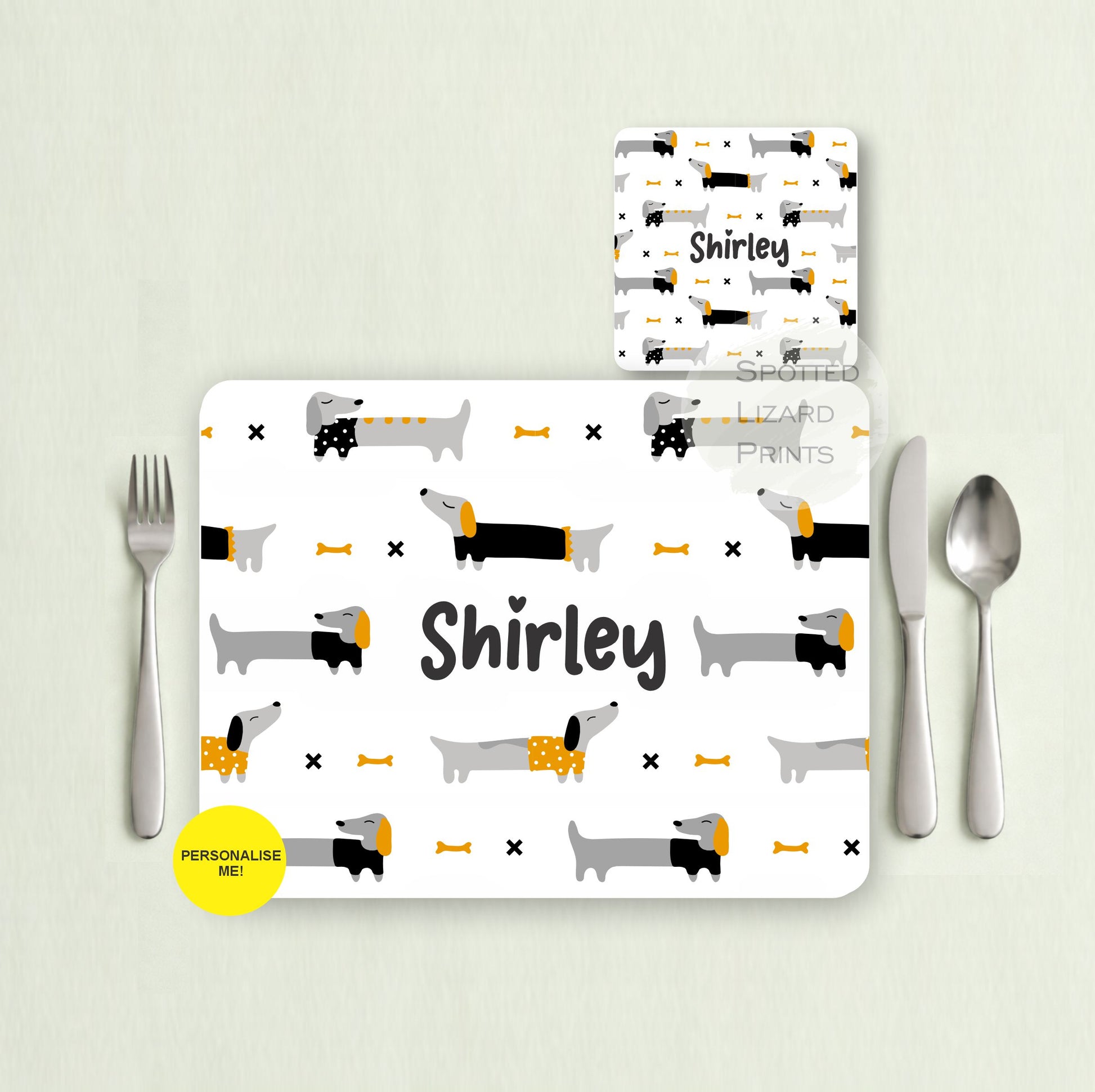 Gift for Kids - Personalised Placemat - Placemat and Coast set - Personalised Tableware - Personalised Coaster - 