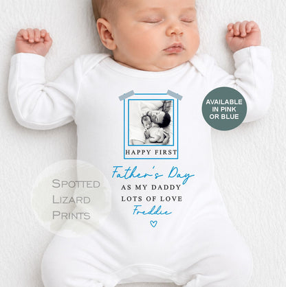 Happy First Fathers Day Babygrow - first as my daddy - Happy Father's Day Daddy - Personalised First Father’s Day Baby Vest