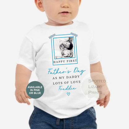 Happy First Fathers Day Babygrow - first as my daddy - Happy Father's Day Daddy - Personalised First Father’s Day Baby Vest