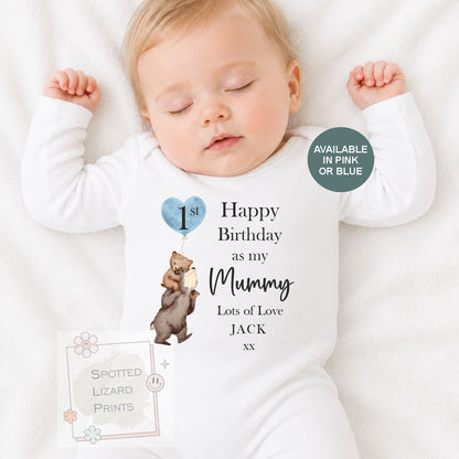 Personalised First Birthday as My Mummy Bodysuit, Baby First Birthday Outfit, Custom Birthday Baby Vest, Baby Gift from Son or Daughter