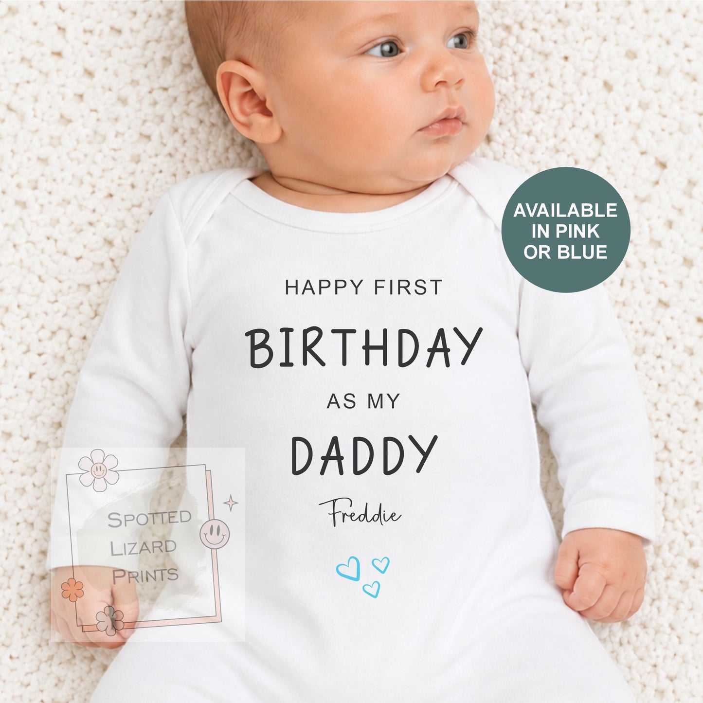 Personalised Happy First Birthday As My Daddy Baby Vest | Daddy Birthday Gift From Baby | Custom Baby Sleepsuit | First Dad Birthday