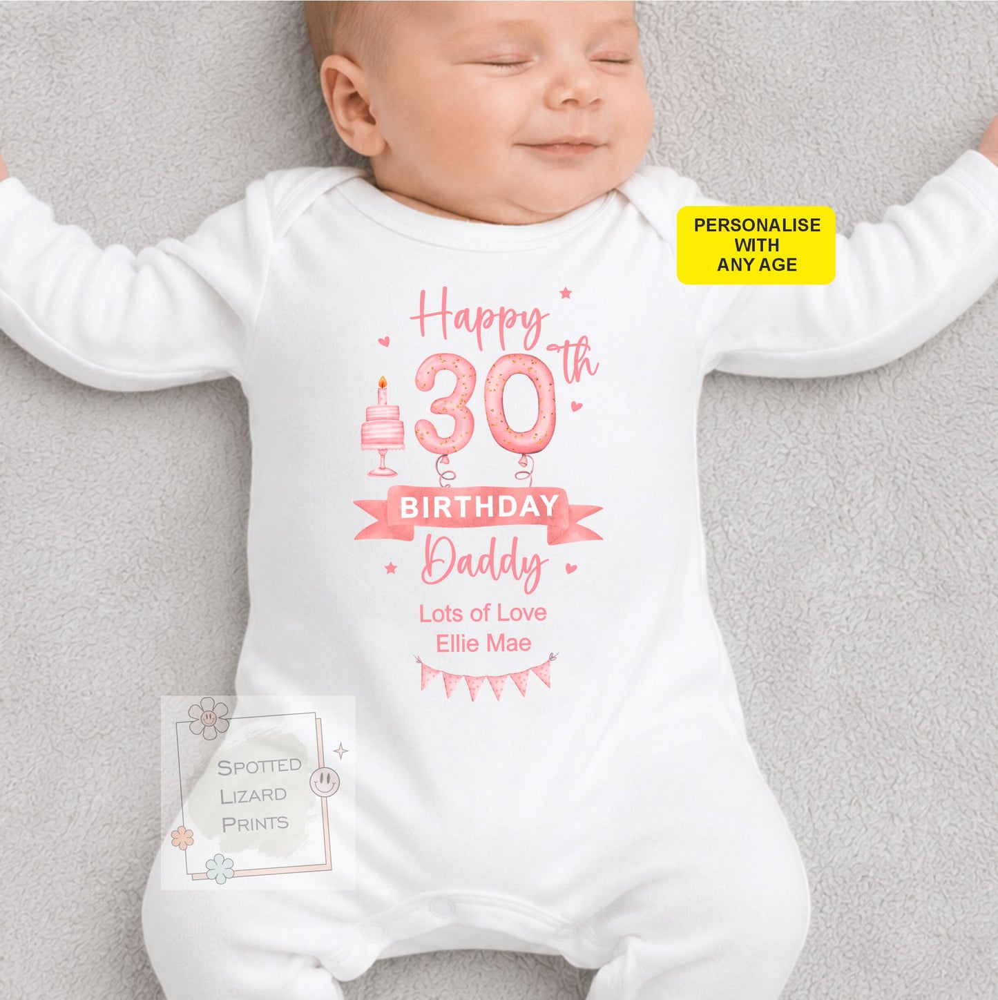 Personalised Happy Birthday Daddy Baby Vest | 30th 40th 50th 60th Birthday Daddy Outfit | Sleepsuit Gift from Baby | Dad Birthday