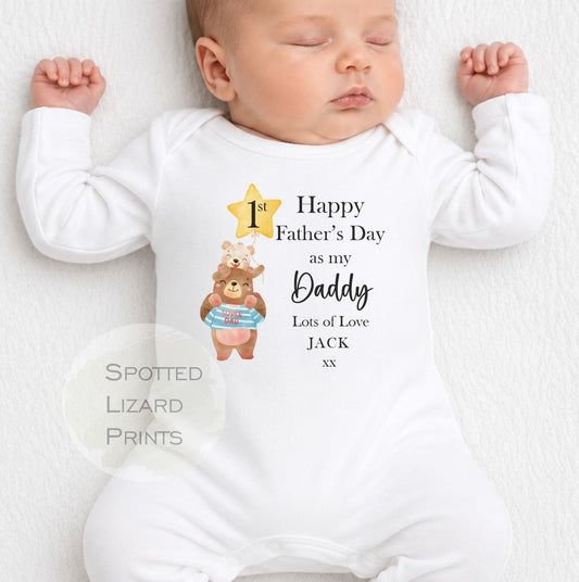 Super Dad - Happy 1st Father's Day as my Daddy Baby Outfit (First Father's Day 1st Father's Day Daddy Dad Father's Day l New Dad Gift - Personalised fathers day Gift