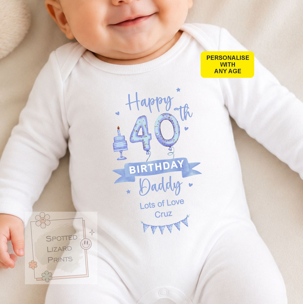 Happy 30th, 40th, 50th, 60th Birthday DADDY Baby Boy Outfit (First Birthday 1st Birthday Daddy Dad Birthday l New Dad Gift | Love My Dad)