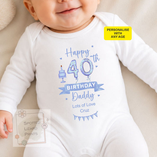 Happy 30th, 40th, 50th, 60th Birthday DADDY Baby Boy Outfit (First Birthday 1st Birthday Daddy Dad Birthday l New Dad Gift | Love My Dad)