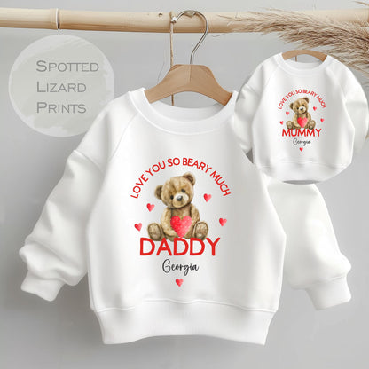 Personalised Valentine's Day Kids Sweatshirt - Valentine's Sweatshirt - Mummy & Daddy - Kids Matching Jumpers Sibling - First Valentines Day