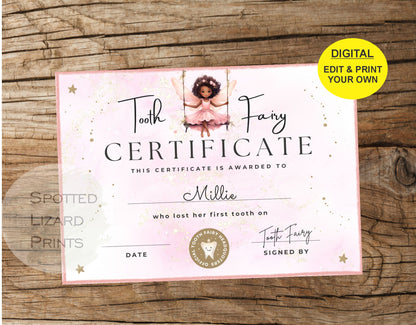 Tooth Fairy certificate