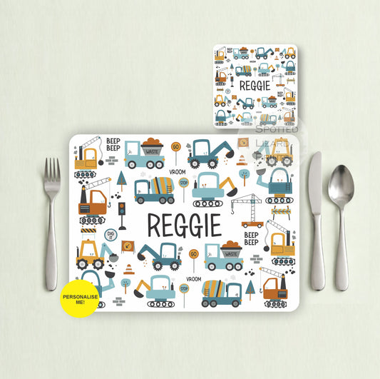 Gift for Kids - Personalised Placemat - Placemat and Coast set - Personalised Tableware - Personalised Coaster - 