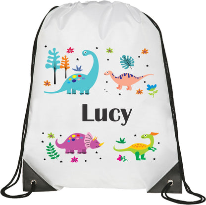 kids dinosaur drawstring bag