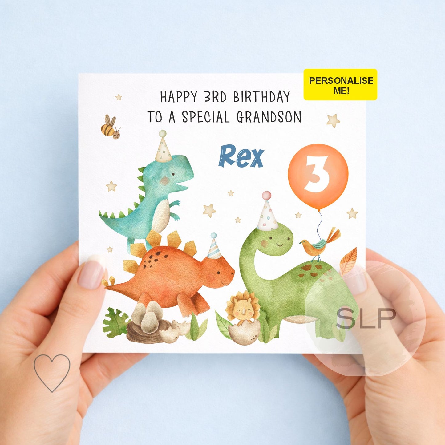 Personalised 1st, 2nd, 3rd, 4th, 5th Dinosaur Birthday Card for Son, Daughter, Grandson, Granddaughter, Nephew, Boys Dinosaur