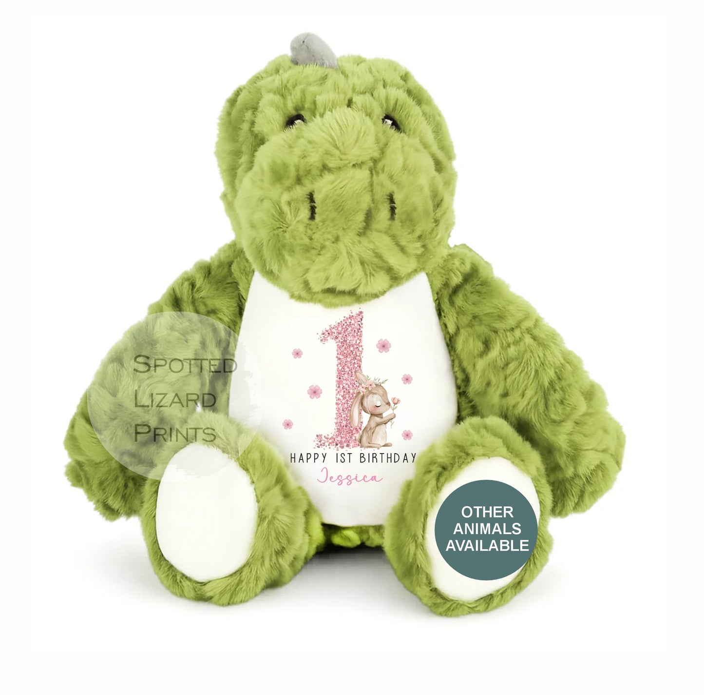 Personalised First Birthday , Bunny 1st Birthday Gift Girl Teddy, 1st Baby Girl, Birthday Present, Personalised 1st Birthday Soft Toy