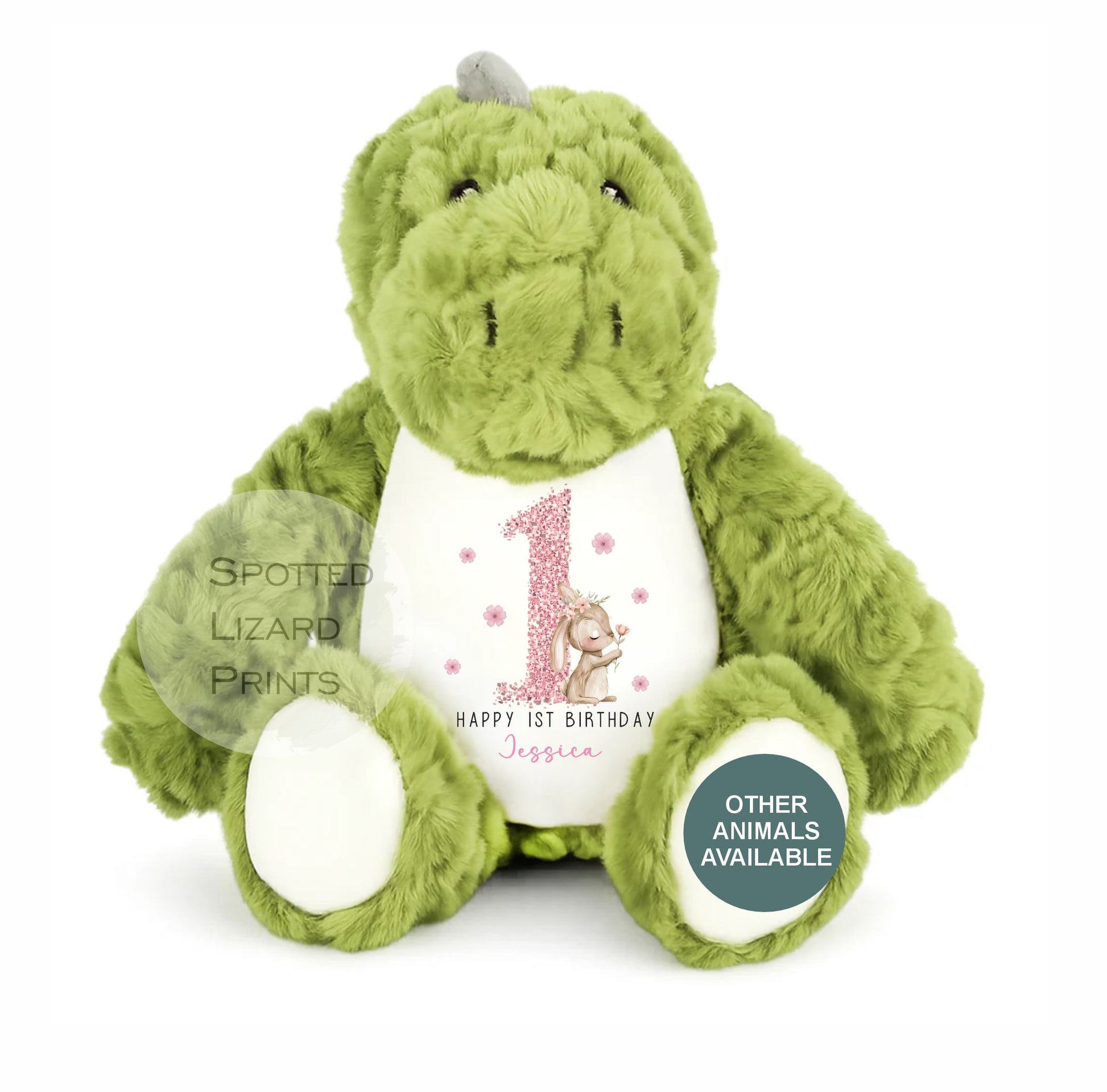 Personalised First Birthday , Bunny 1st Birthday Gift Girl Teddy, 1st Baby Girl, Birthday Present, Personalised 1st Birthday Soft Toy