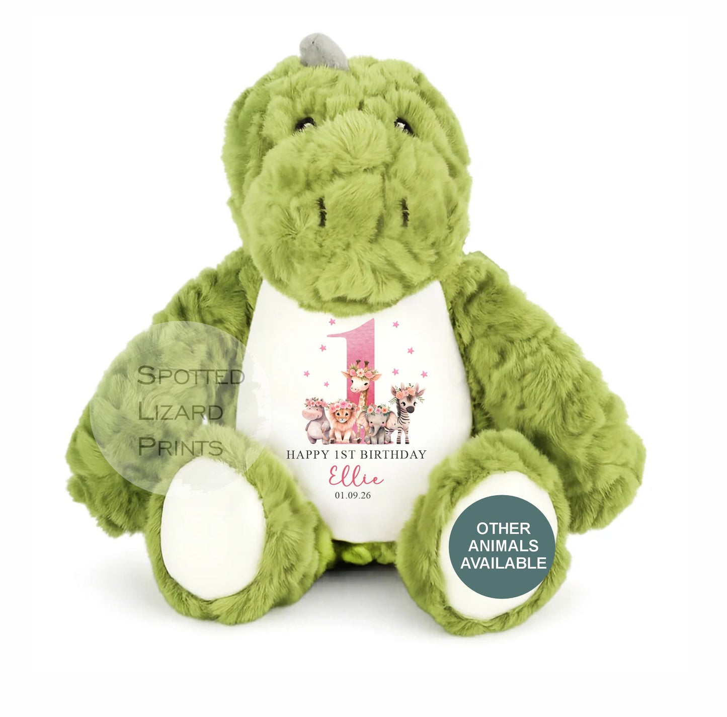 Personalised First Birthday , Safari Pink 1st Birthday Gift Girl Teddy, 1st Baby Girl, Birthday Present, Personalised 1st Birthday Soft Toy