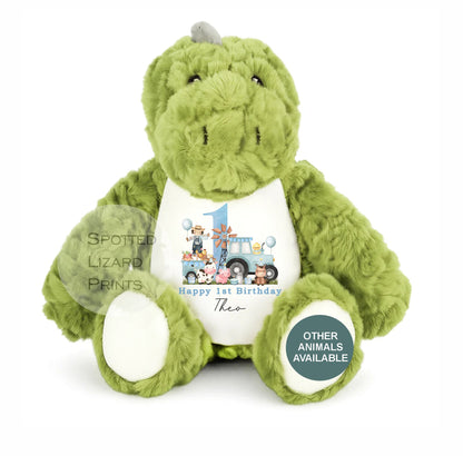 Personalised First Birthday Farm, Tractor 1st Birthday Gift Girl Teddy, 1st Baby Girl, Birthday Present, Personalised 1st Birthday Soft Toy