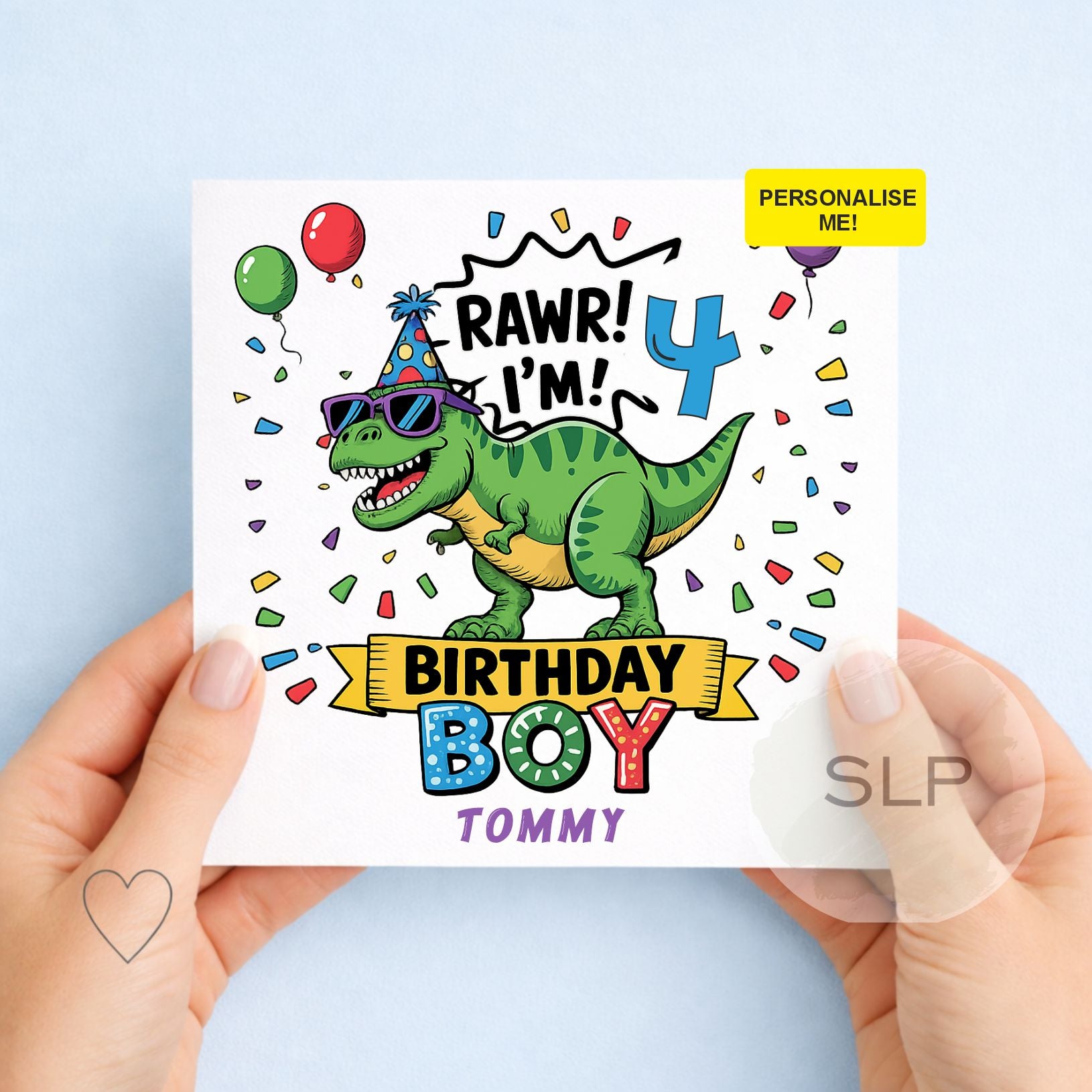 Personalised Dinosaur Birthday Card – Rawr I’m Any Age Birthday Boy Card – T-Rex Kids Birthday Card – Grandson, Son, Great Grandson