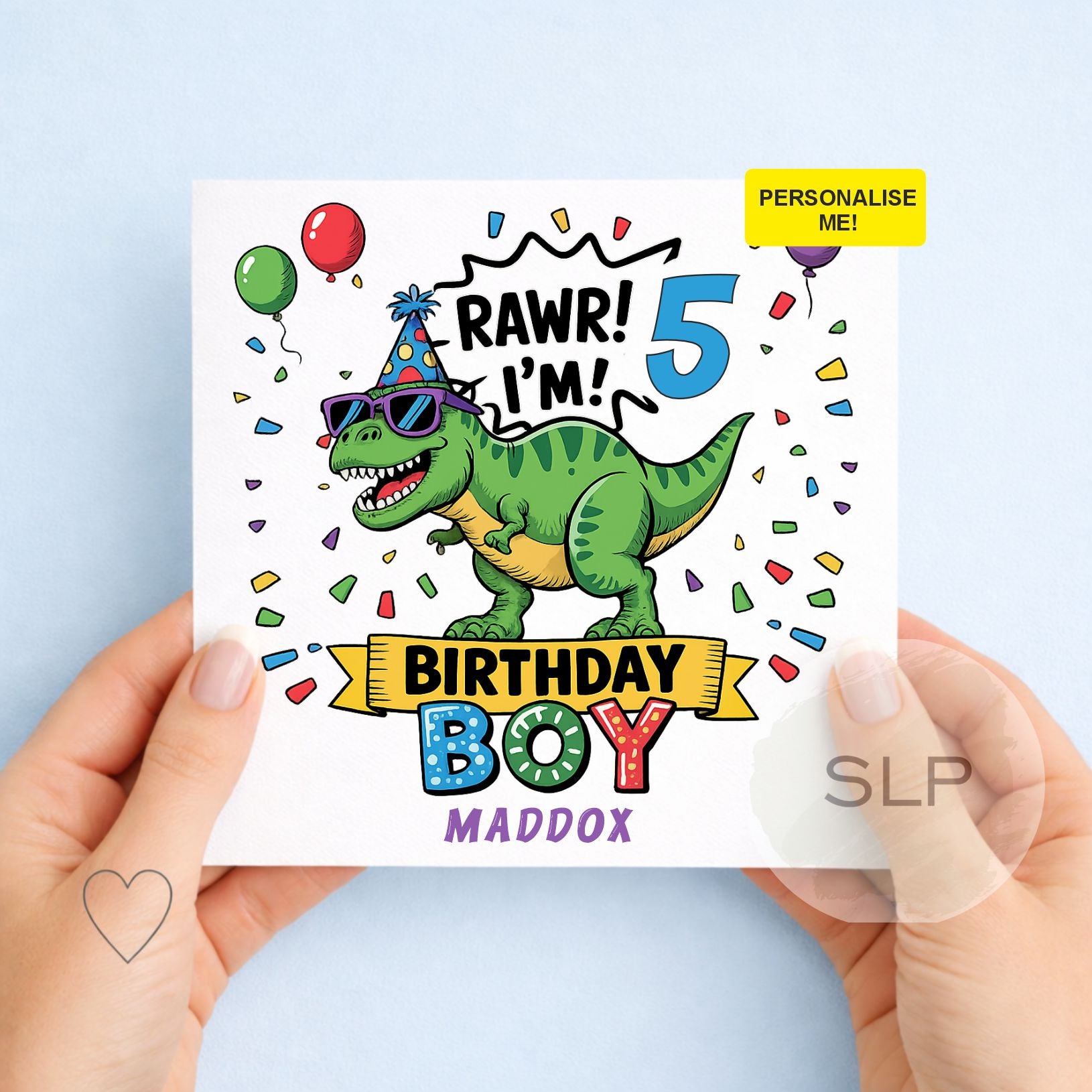 Personalised Dinosaur Birthday Card – Rawr I’m Any Age Birthday Boy Card – T-Rex Kids Birthday Card – Grandson, Son, Great Grandson