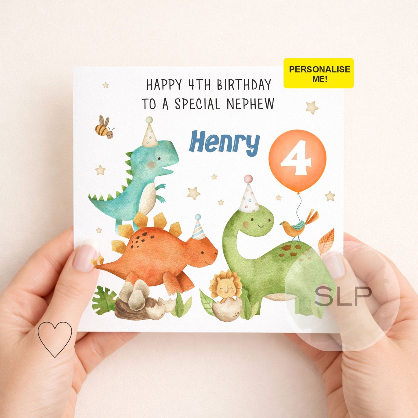 Personalised 1st, 2nd, 3rd, 4th, 5th Dinosaur Birthday Card for Son, Daughter, Grandson, Granddaughter, Nephew, Boys Dinosaur